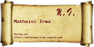Matheisz Irma névjegykártya